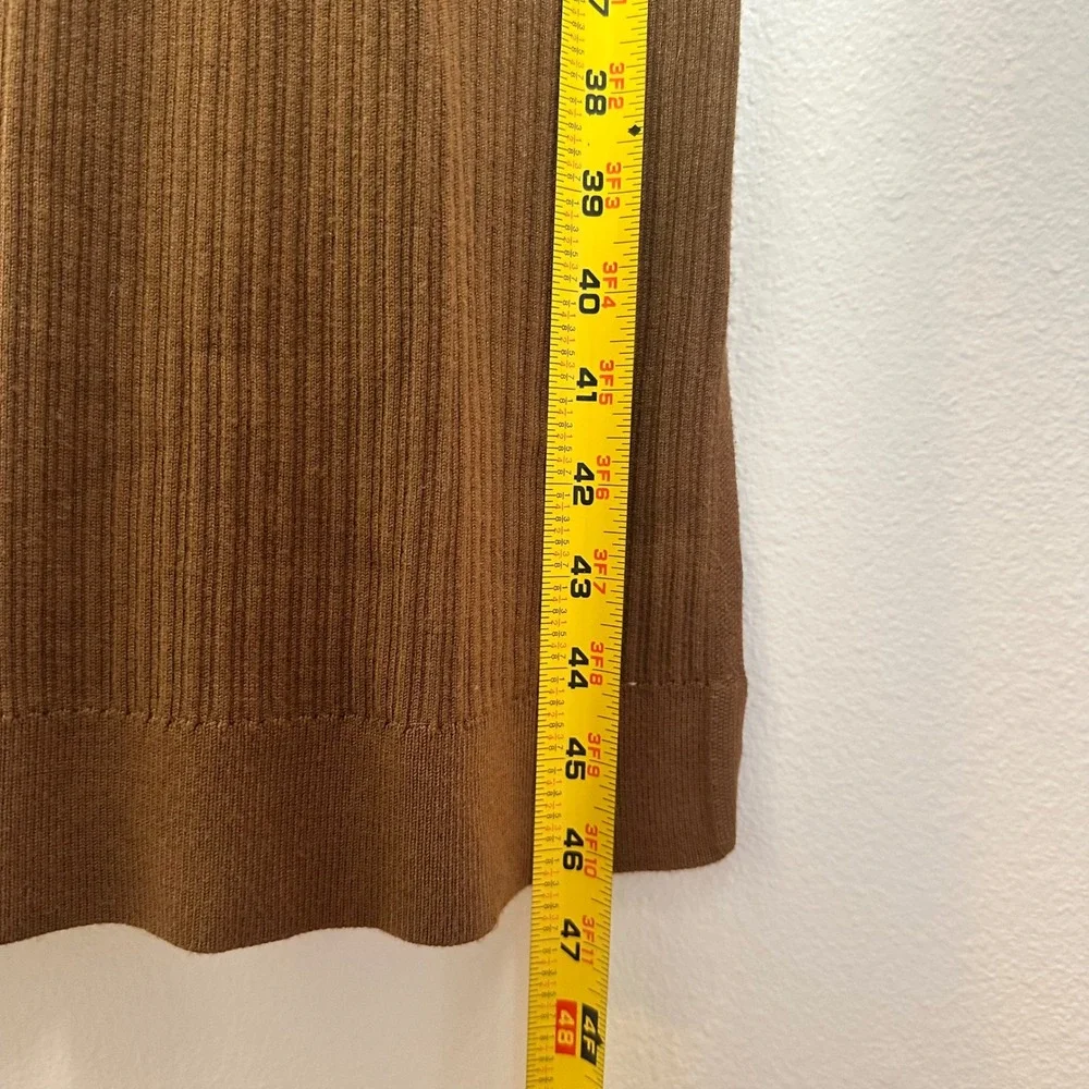 Tommy Hilfiger Brown Rib Knit Polo Midi Dress Long Sleeve Belted‎ Large Preppy